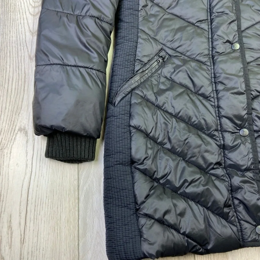 Abercrombie & Fitch Parka Jacket Womens Small Black Hoodie Puffer Coat Long - Picture 3 of 14